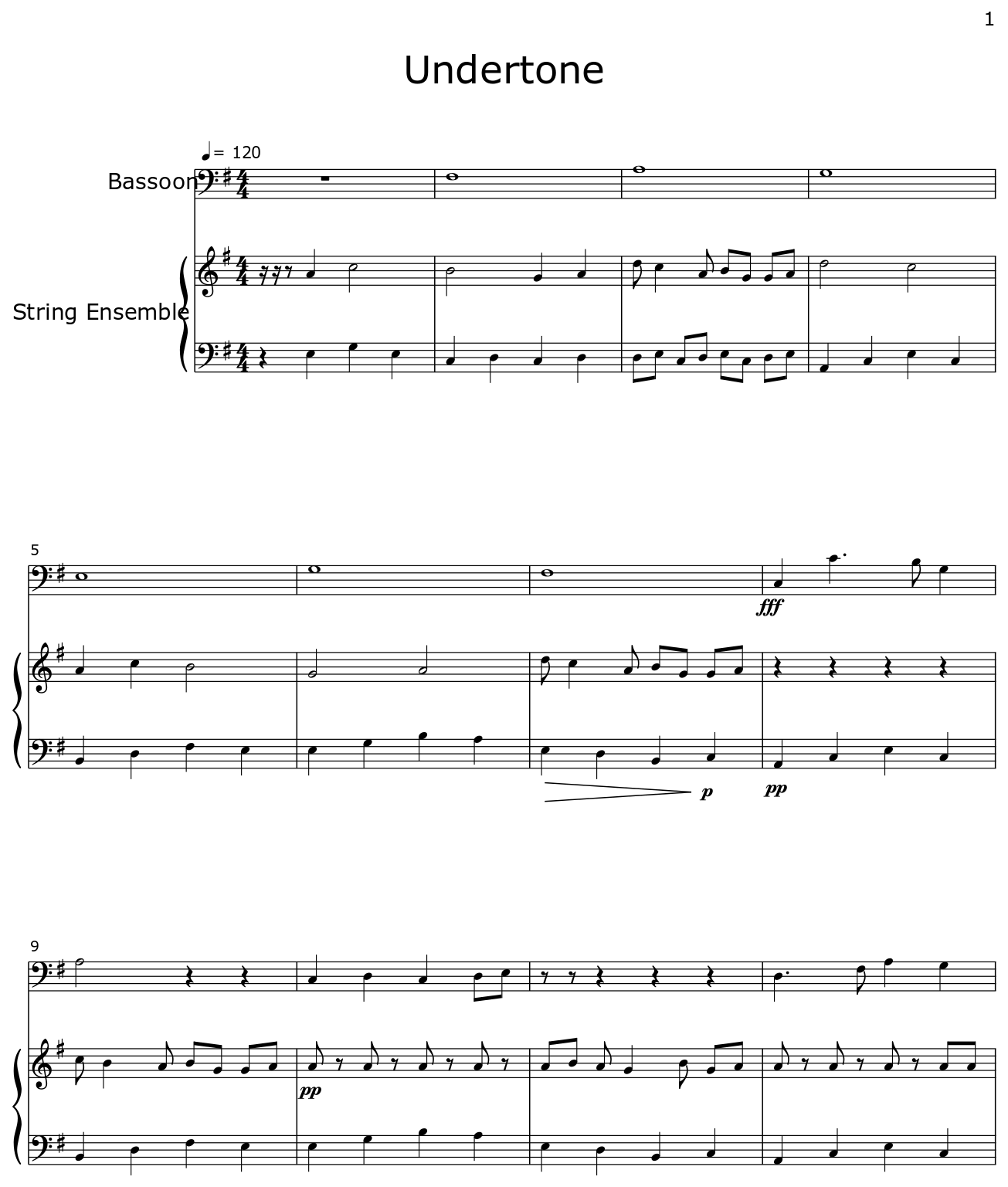 Undertone - Sheet music for Bassoon, String Ensemble
