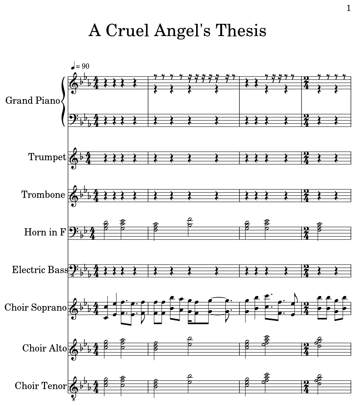 a cruel angel's thesis trumpet sheet music