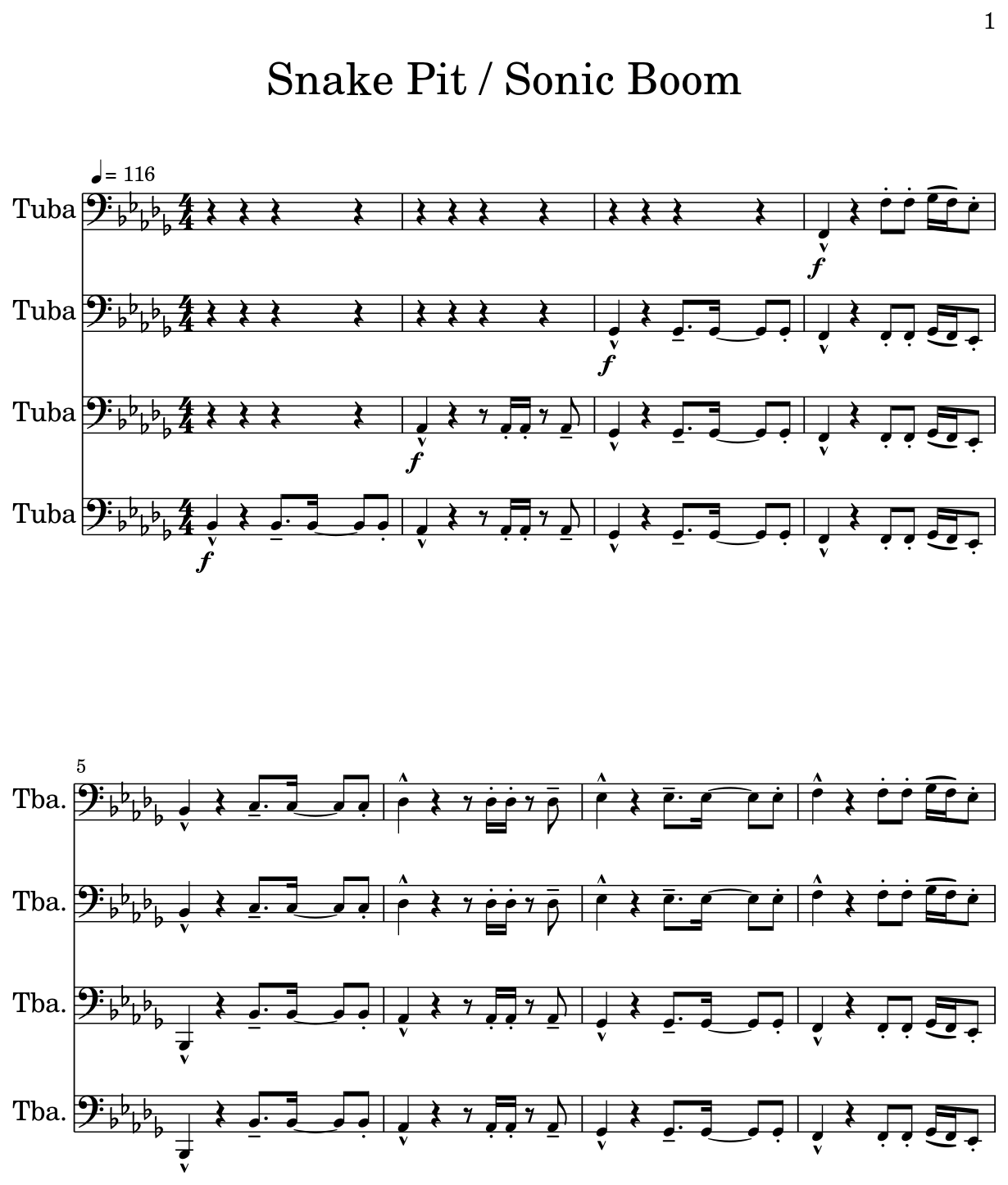 Snake Pit / Sonic Boom - Sheet music for Tuba1137 x 1514