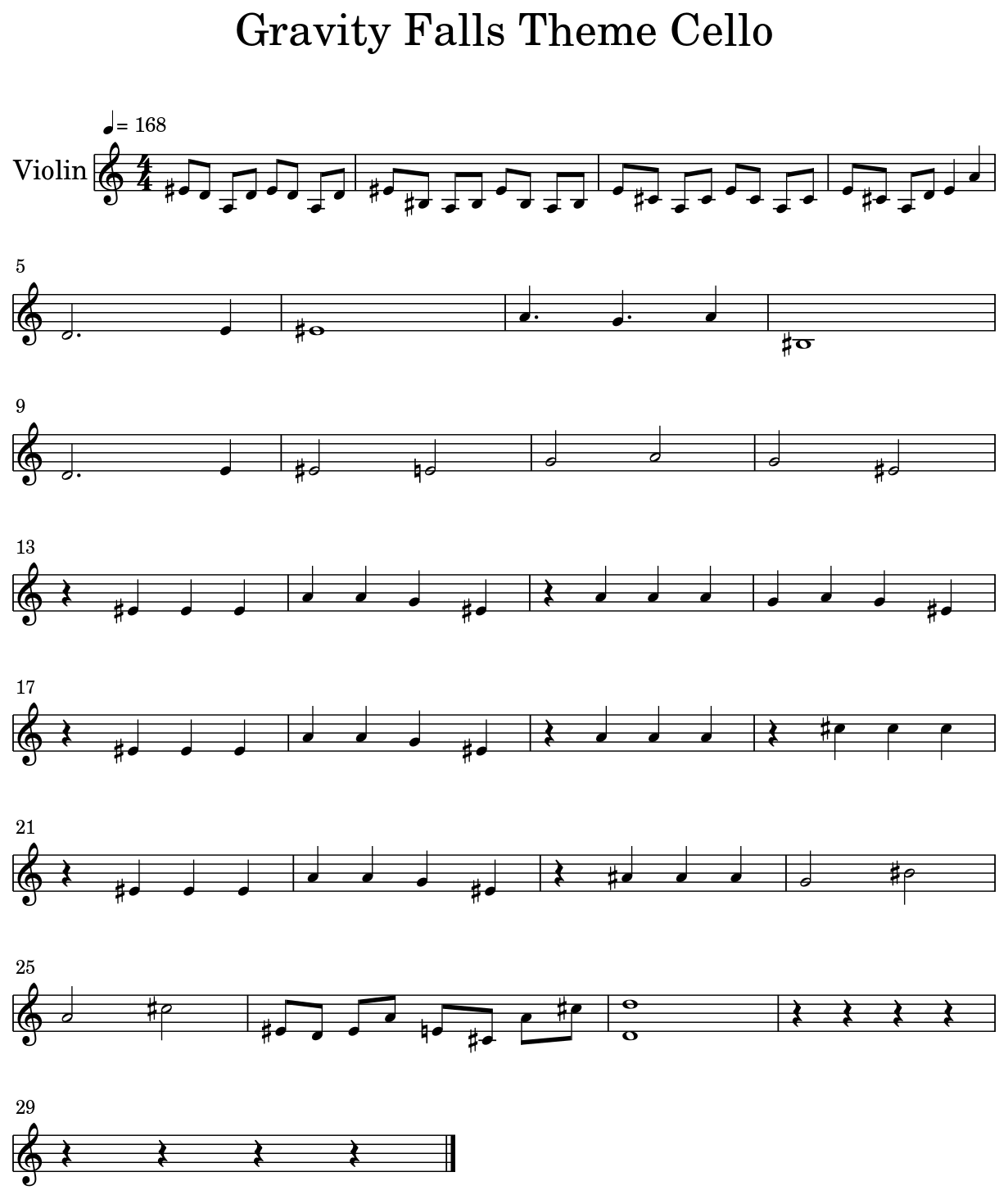 Gravity Falls Theme Cello Flat