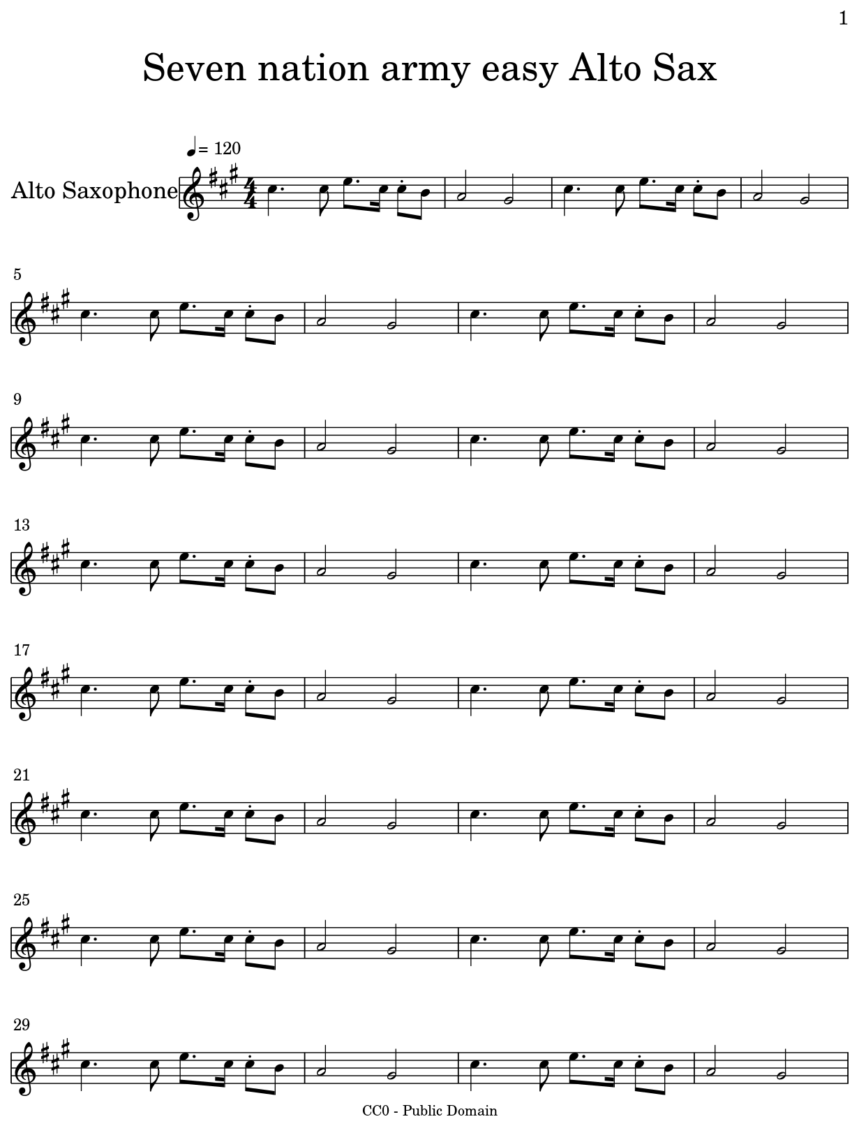 Seven Nation Army Piano Letter Notes