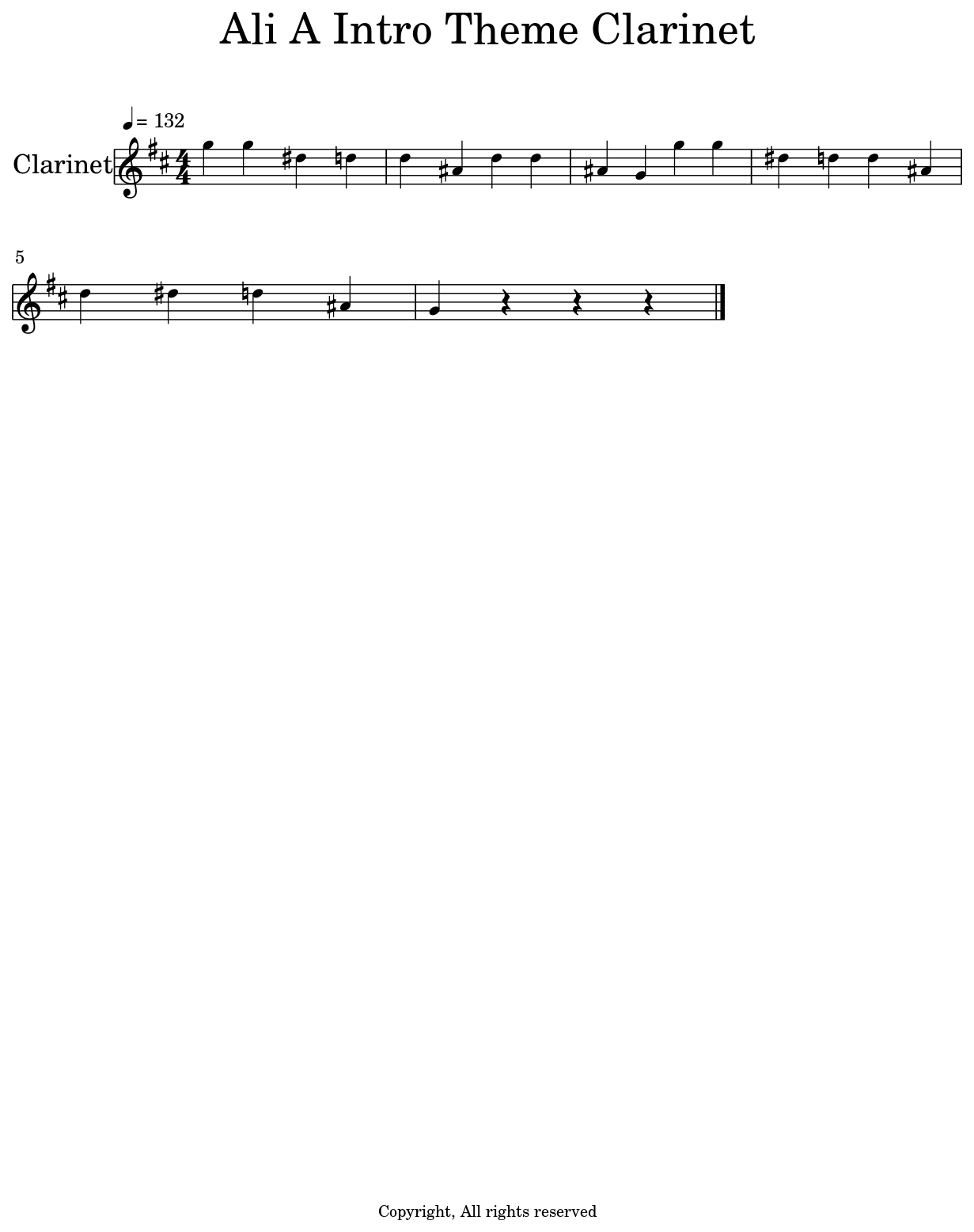 Ali A Intro Theme Clarinet Flat