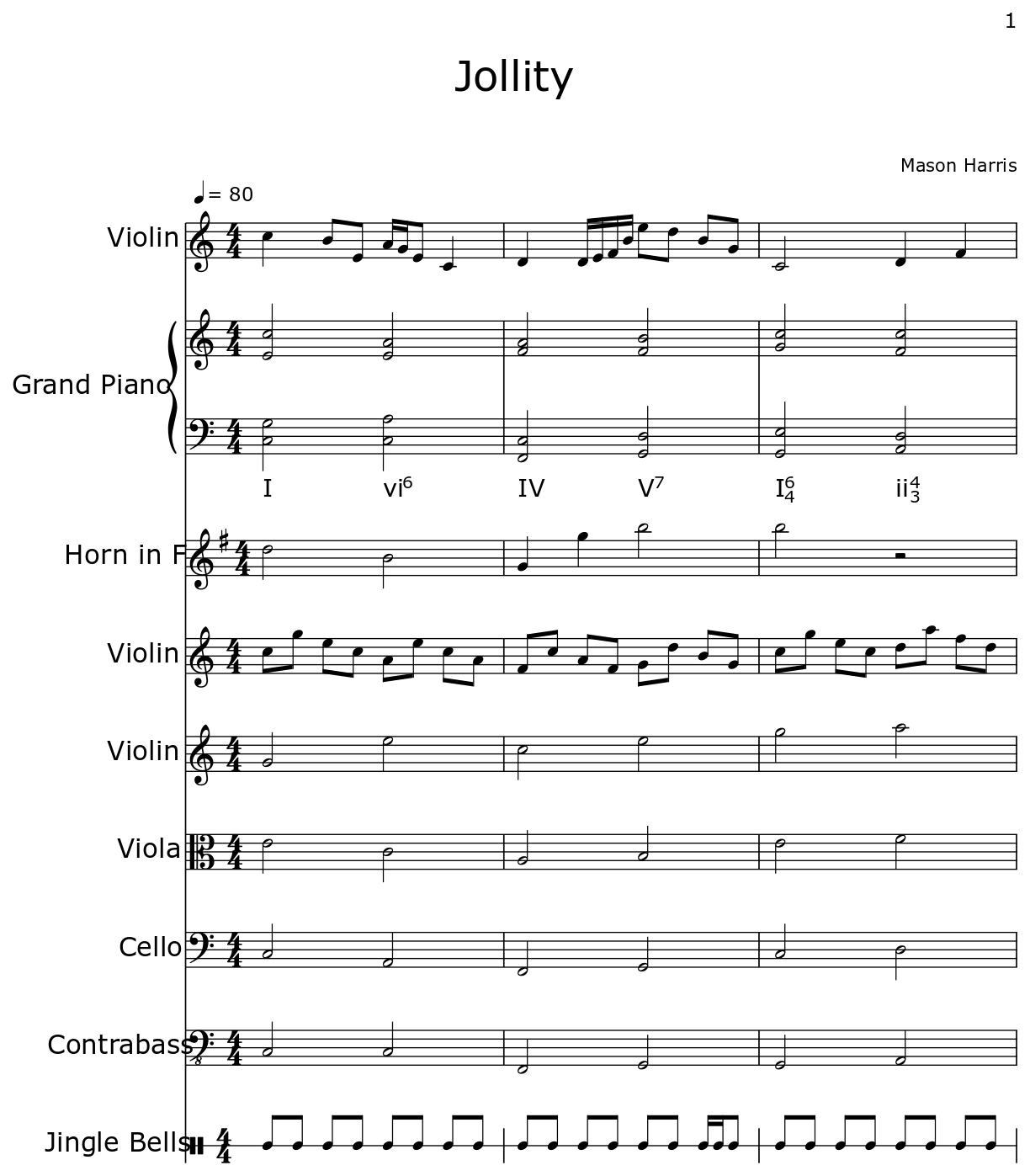 Jollity - Sheet music for Tubular Bells (Orchestral Chimes), Piano, Horn in F, Violin, Viola ...