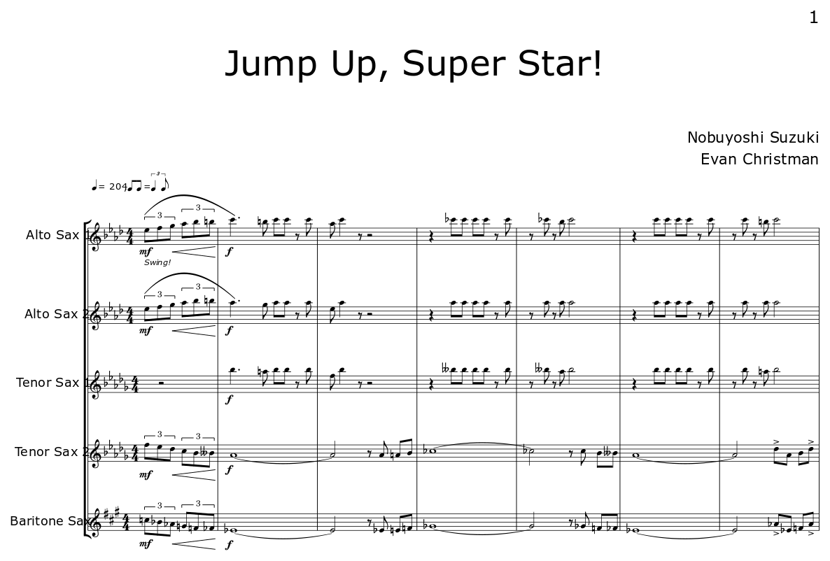 Jump Up Super Star Sheet Music For Alto Saxophone Tenor