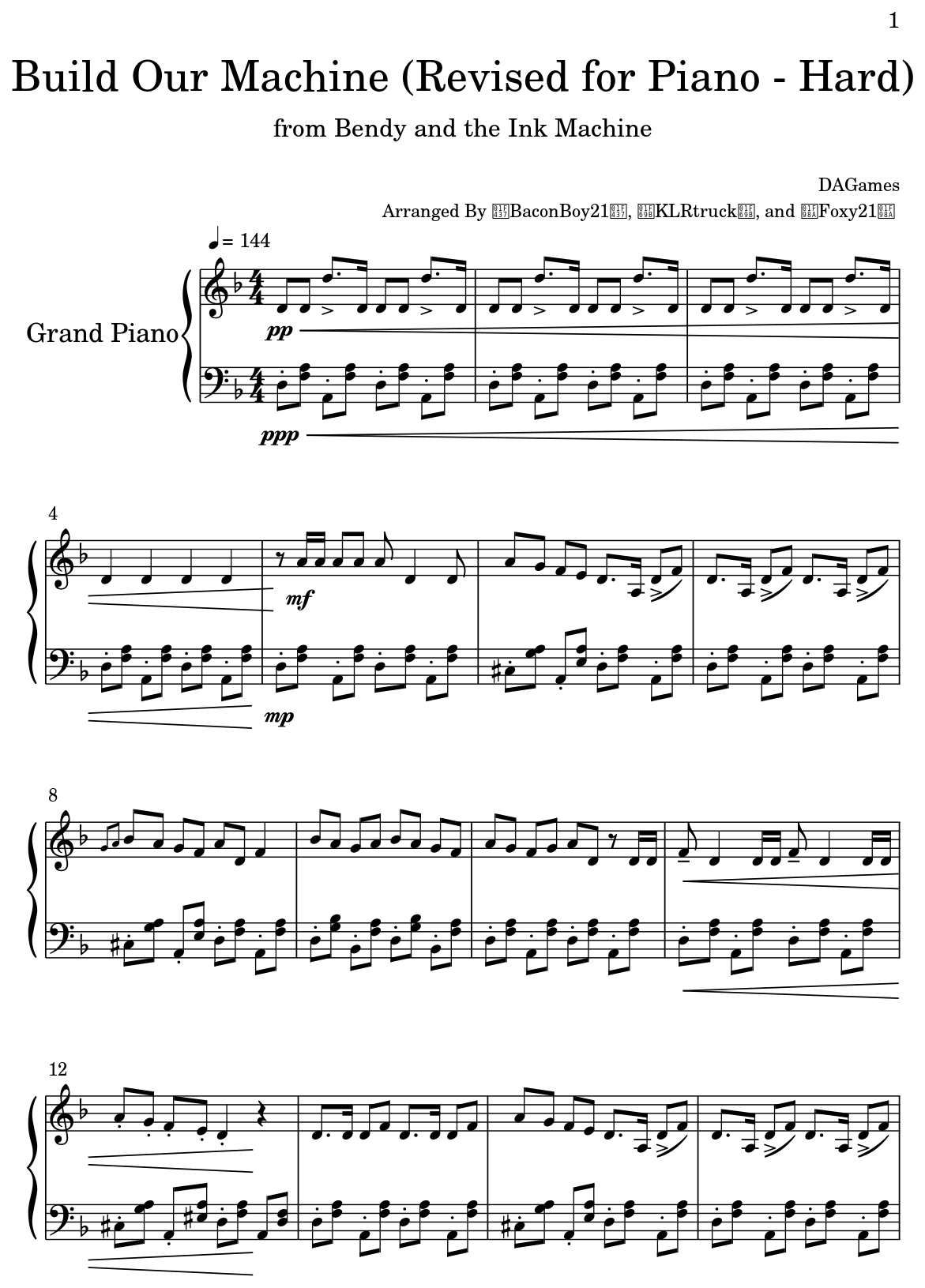 Build Our Machine (Bendy and the Ink Machine) Sheet music for Piano (Solo)