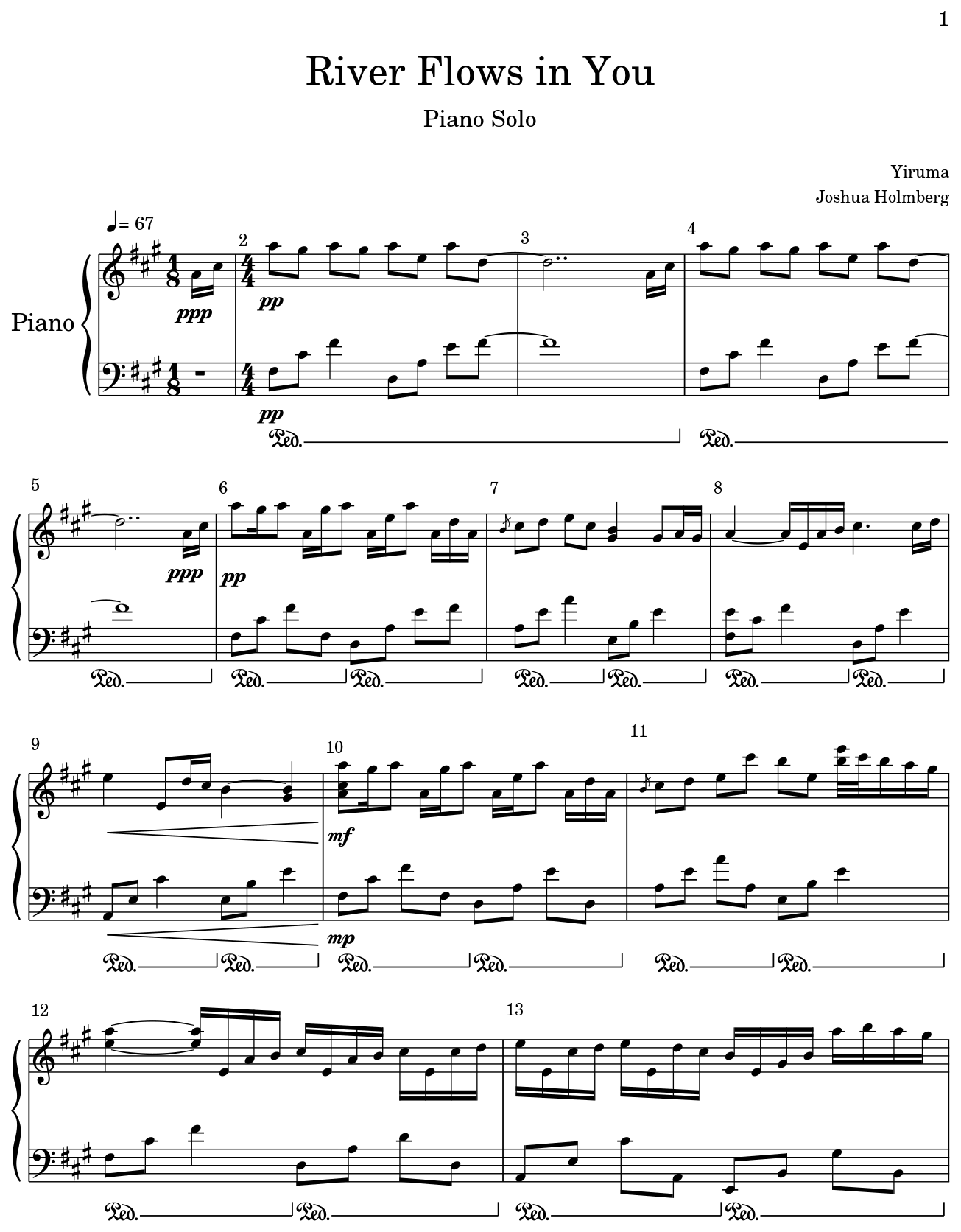 Easy River Flows In You Piano Sheet Music - RIVER FLOWS IN YOU Yiruma