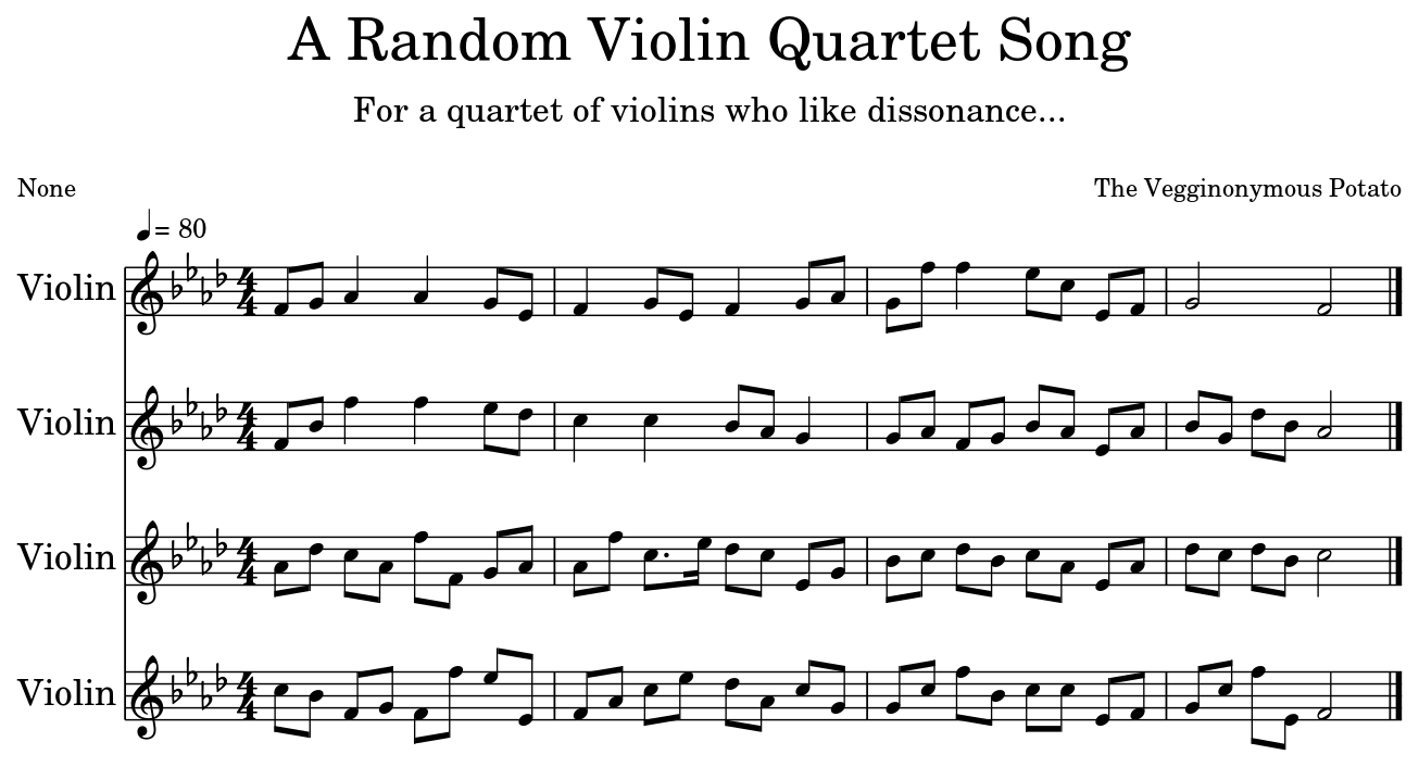 A Random Violin Quartet Song - Sheet music for Violin