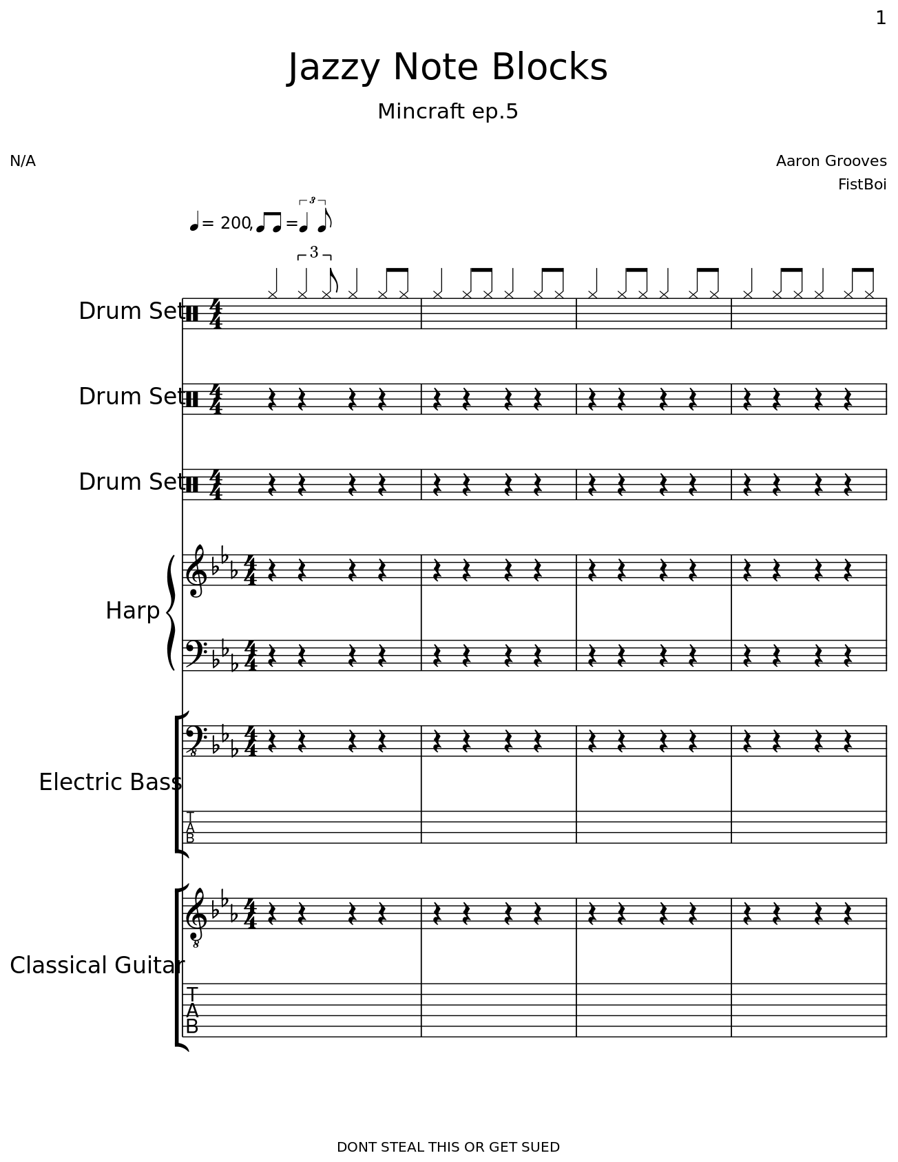 Jazzy Note Blocks Sheet music for Flute, Glockenspiel, Guitar, Bass guitar  & more instruments (Mixed Ensemble)