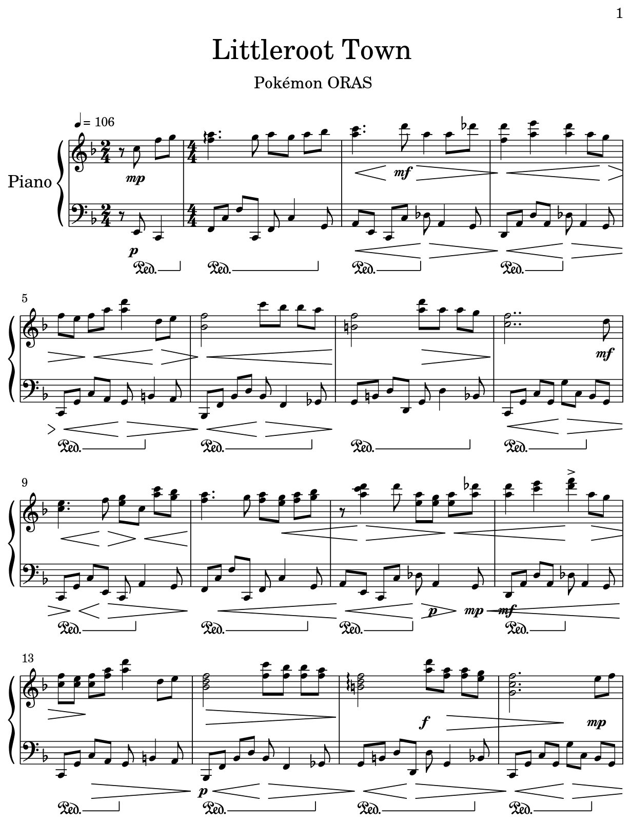 Littleroot Town - Sheet music for Piano
