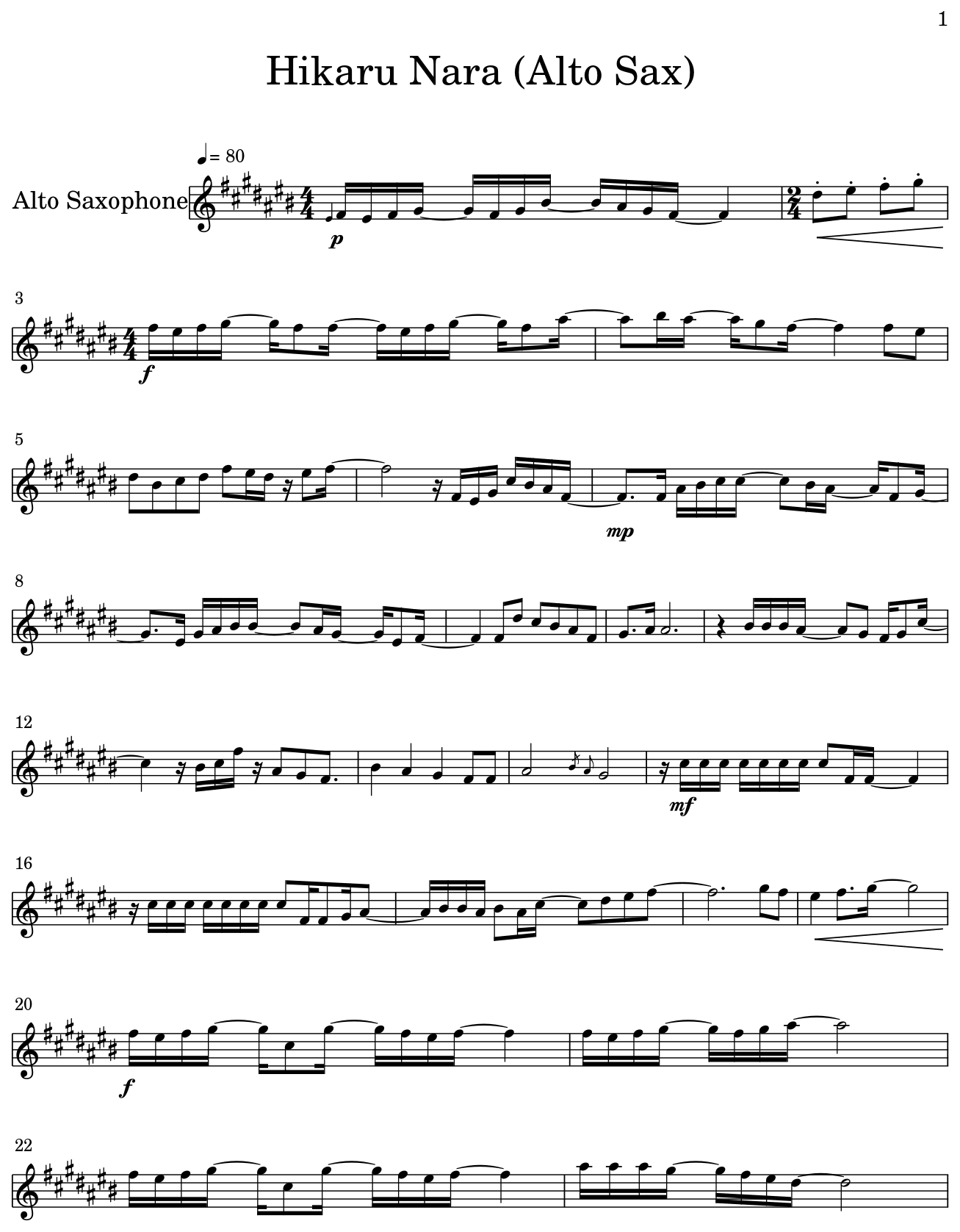 hikaru nara Sheet Music - hikaru nara Score •