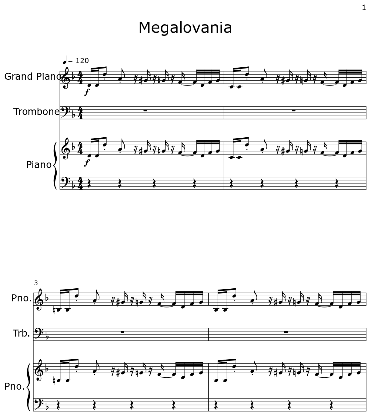 Megalovania Sheet music for Piano, Trombone