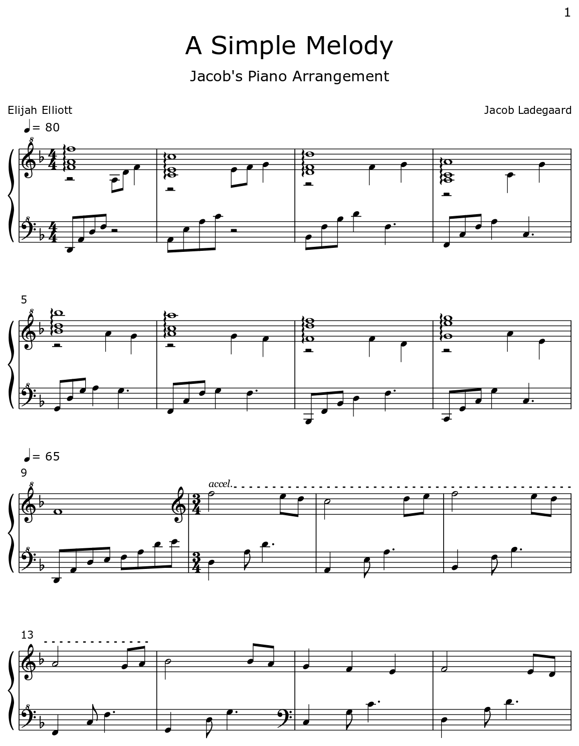 A Simple Melody - Sheet music for Piano