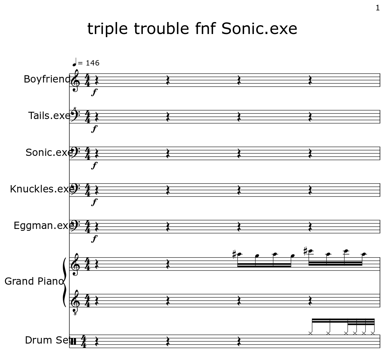 Triple Trouble - Friday Night Funkin' VS. SONIC.EXE V.2.0 (MarStarBro,  Uptaunt, & Punkett) Sheet music for Piano, Organ, Vibraphone, Bass guitar &  more instruments (Mixed Ensemble)