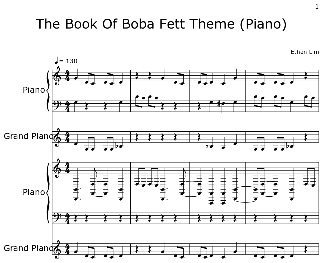 The Book Of Boba Fett Theme (Piano) - Sheet music for Piano
