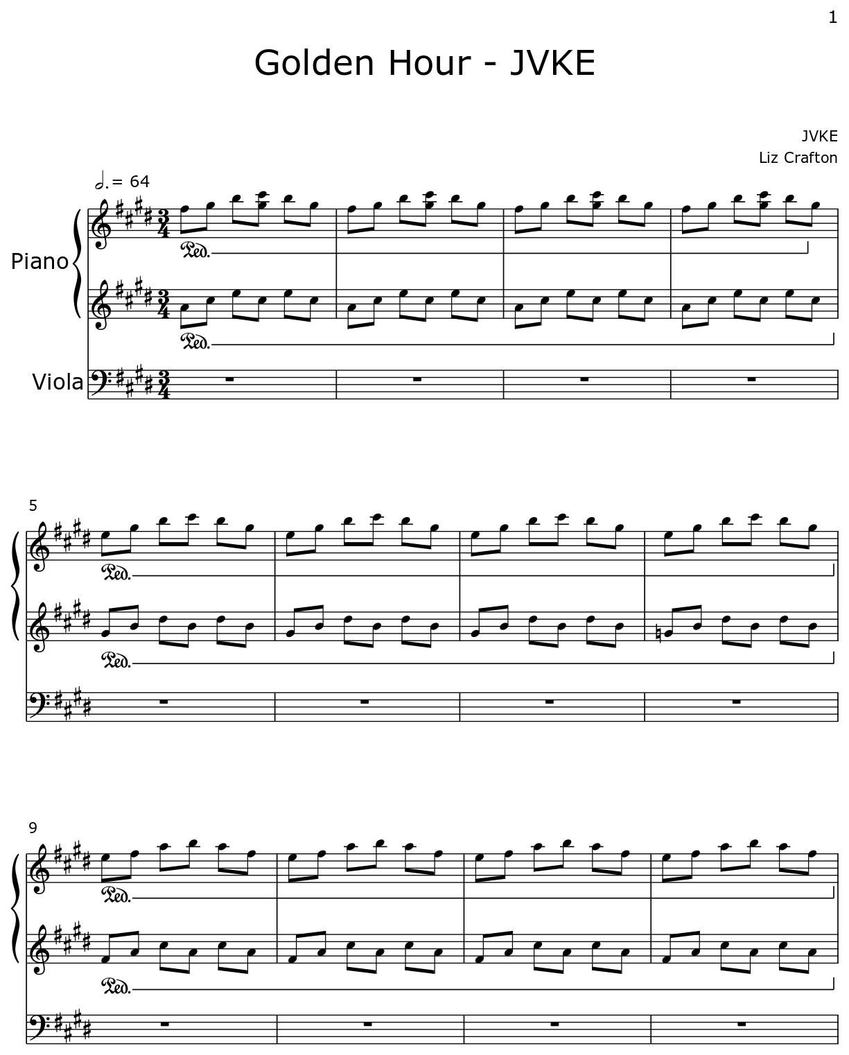 Golden Hour - JVKE - Sheet music for Piano, Viola