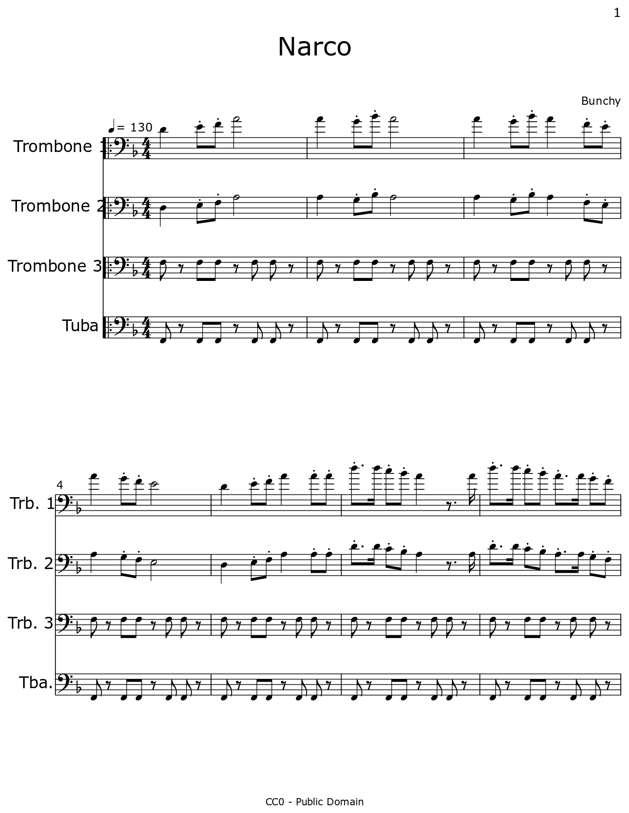 Narco - Sheet music for Trombone, Tuba
