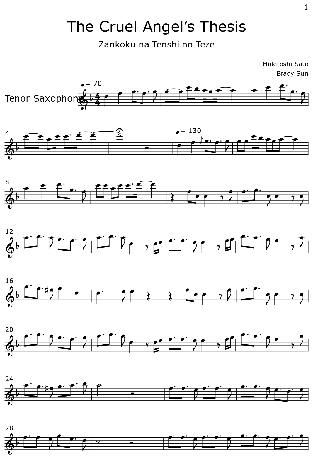 a cruel angel's thesis tenor sax