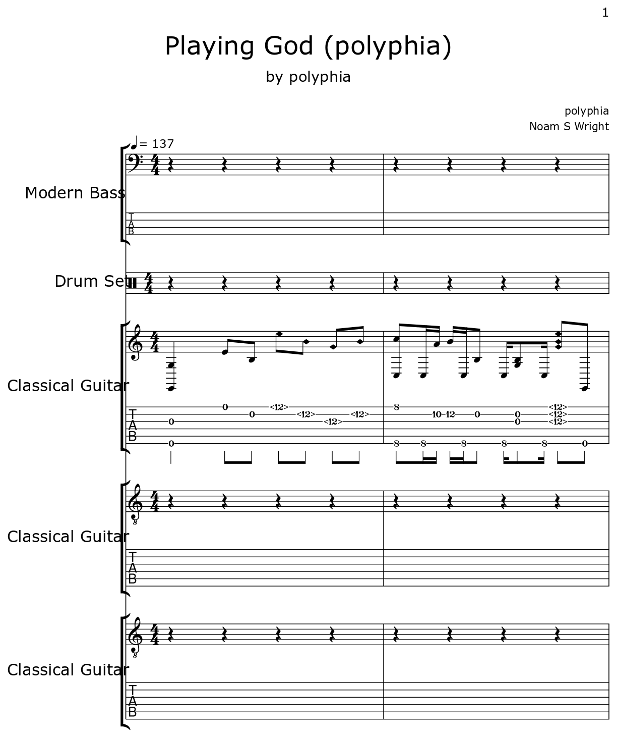 Playing God – Polyphia Playing God Sheet music for Guitar (Solo)