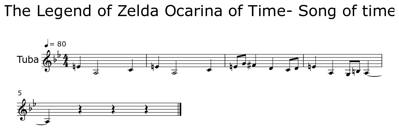 The Legend of Zelda Ocarina of Time- Song of time - Flat